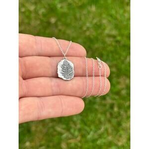 Sterling Silver Fern Fossil Necklace, Silver Fern Fossil Necklace